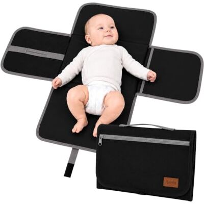 AWASG Cambiador de viaje para bebé, cambiador con compartimentos, toallitas húmedas, pañales, cambiador plegable para viajes AWASG Cambiador de viaje para bebé, cambiador con compartimentos, toallitas húmedas, pañales, cambiador plegable para viajes