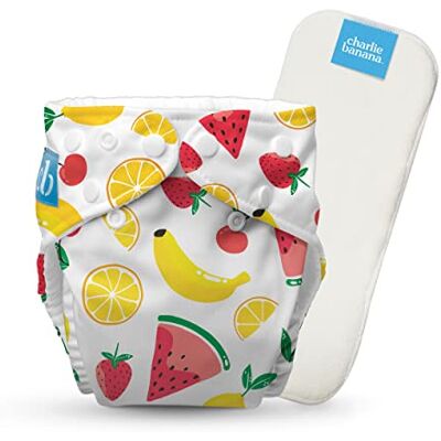 Charlie Banana Pañal de Tela Reutilizable con Inserto Absorbente, Pañal Lavable Tipo Bolsillo con Broches, Talla Única Ajustable para Bebés y Niños Pequeños, Banana Fiesta, 1 Unidad Charlie Banana Pañal de Tela Reutilizable con Inserto Absorbente, Pañal Lavable Tipo Bolsillo con Broches, Talla Única Ajustable para Bebés y Niños Pequeños, Banana Fiesta, 1 Unidad