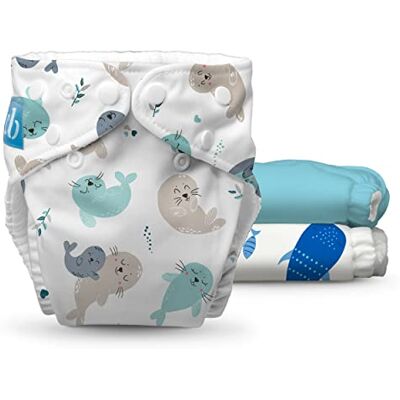 Charlie Banana Pañales de Tela Reutilizables con Insertos Absorbentes, Pañales Lavables Tipo Bolsillo con Broches, Talla Única Ajustable para Bebés y Niños Pequeños, Sealy Seas, Pack de 3 Charlie Banana Pañales de Tela Reutilizables con Insertos Absorbentes, Pañales Lavables Tipo Bolsillo con Broches, Talla Única Ajustable para Bebés y Niños Pequeños, Sealy Seas, Pack de 3