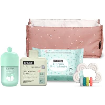 SUAVINEX , Regalo Bebé Recién Nacido, Canastilla Bebé con Organizador con: Leche Hidratante 300 ml + Colonia Bebés Baby Cologne Memories 100 ml + Toallitas Dermohidratantes + Mordedor Silicona, Rosa SUAVINEX , Regalo Bebé Recién Nacido, Canastilla Bebé con Organizador con: Leche Hidratante 300 ml + Colonia Bebés Baby Cologne Memories 100 ml + Toallitas Dermohidratantes + Mordedor Silicona, Rosa
