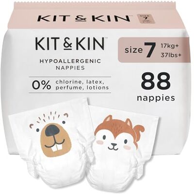 Kit & Kin Pañales Talla 7 (17+ kg) 88 Unidades, Hipoalergénicos, de Origen Vegetal, Protección Antifugas Superior hasta 12 horas, Veganos y Cruelty-Free Kit & Kin Pañales Talla 7 (17+ kg) 88 Unidades, Hipoalergénicos, de Origen Vegetal, Protección Antifugas Superior hasta 12 horas, Veganos y Cruelty-Free