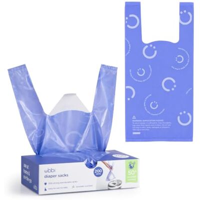 Ubbi Sacos desechables para pañales, aroma a lavanda, pestañas fáciles de atar, bolsas de basura para pañales de bebé o bolsas de basura para mascotas, 200 unidades Ubbi Sacos desechables para pañales, aroma a lavanda, pestañas fáciles de atar, bolsas de basura para pañales de bebé o bolsas de basura para mascotas, 200 unidades