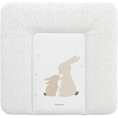 Träumeland GmbH TRÄUMELAND Hophop Bunny Cambiador de pañales, impermeable, lavable, con conejos dulces, cambiador de fieltro térmico y PVC sin ftalatos, 75 x 75 cm Träumeland GmbH TRÄUMELAND Hophop Bunny Cambiador de pañales, impermeable, lavable, con conejos dulces, cambiador de fieltro térmico y PVC sin ftalatos, 75 x 75 cm