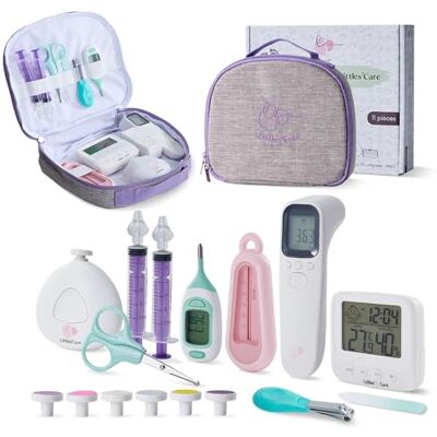 LC LITTLES'CARE Estuche de aseo cuidado bebé: termómetro frontal, mosca bebe jeringa nasal, termómetro interior y baño, lima lijadora de uñas, estuche de nacimiento completo (termómetro de baño rosa) LC LITTLES'CARE Estuche de aseo cuidado bebé: termómetro frontal, mosca bebe jeringa nasal, termómetro interior y baño, lima lijadora de uñas, estuche de nacimiento completo (termómetro de baño rosa)