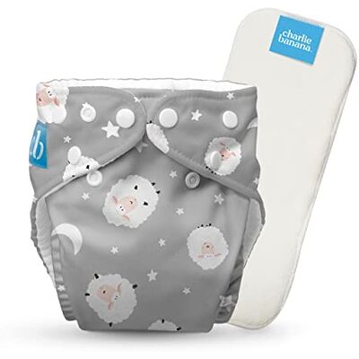 Charlie Banana Pañal de Tela Reutilizable con Inserto Absorbente, Pañal Lavable Tipo Bolsillo con Broches, Talla Única Ajustable para Bebés y Niños Pequeños, Sweet Dreams sobre Gris, 1 Unidad Charlie Banana Pañal de Tela Reutilizable con Inserto Absorbente, Pañal Lavable Tipo Bolsillo con Broches, Talla Única Ajustable para Bebés y Niños Pequeños, Sweet Dreams sobre Gris, 1 Unidad