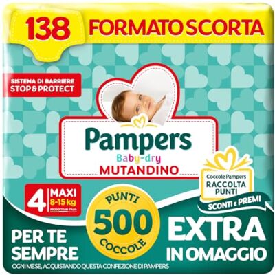 Pampers Baby Dry Braga Maxi + 500 puntos mimos extra de regalo, talla 4 (8-15 kg), 138 pañales (formato reserva) Pampers Baby Dry Braga Maxi + 500 puntos mimos extra de regalo, talla 4 (8-15 kg), 138 pañales (formato reserva)