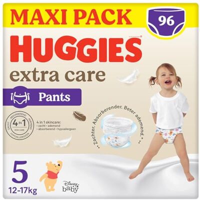 HUGGIES Extra Care Braga de pañales, talla 5 (12-17 kg), diseño Disney, 96 unidades HUGGIES Extra Care Braga de pañales, talla 5 (12-17 kg), diseño Disney, 96 unidades