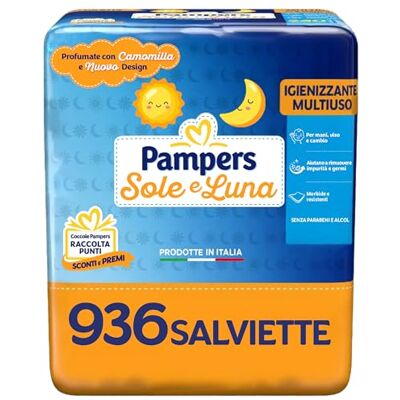 Pampers Toallitas de sol y luna, perfumadas con manzanilla y nuevo diseño, 936 toallitas Pampers Toallitas de sol y luna, perfumadas con manzanilla y nuevo diseño, 936 toallitas