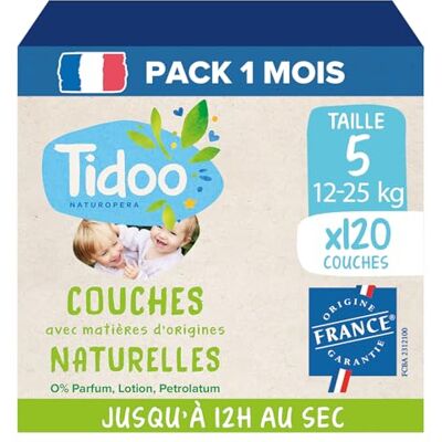 TIDOO Pañales ecológicos para bebés (tallas 12 – 25 kg), diseño de composición natural, aptos para pieles sensibles, 3 x 40 pañales TIDOO Pañales ecológicos para bebés (tallas 12 – 25 kg), diseño de composición natural, aptos para pieles sensibles, 3 x 40 pañales