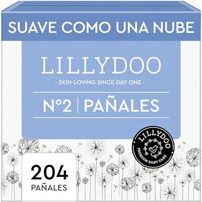 LILLYDOO Pañales , talla 2 (4+ kg), 204 uds., con protección contra fugas LILLYDOO Pañales , talla 2 (4+ kg), 204 uds., con protección contra fugas