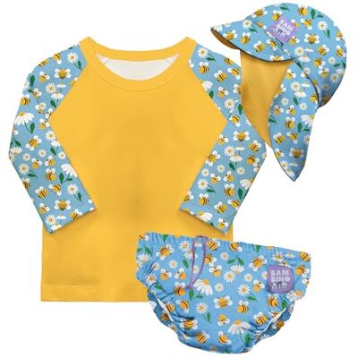 Mitac Conjunto de pañales de natación reutilizables para bebé y niño pequeño unisex (1-2 años) ABEJAS ATAREADAS, protección UPF 40+ pañales de baño, camiseta y gorro de baño Mitac Conjunto de pañales de natación reutilizables para bebé y niño pequeño unisex (1-2 años) ABEJAS ATAREADAS, protección UPF 40+ pañales de baño, camiseta y gorro de baño
