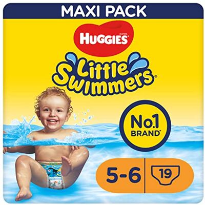 HUGGIES Little Swimmers Pañales Bañadores para Bebé Talla (5-6), Barreras Anti-Escapes para Una Máxima Protección en el Agua, 19 Pañales Desechables HUGGIES Little Swimmers Pañales Bañadores para Bebé Talla (5-6), Barreras Anti-Escapes para Una Máxima Protección en el Agua, 19 Pañales Desechables