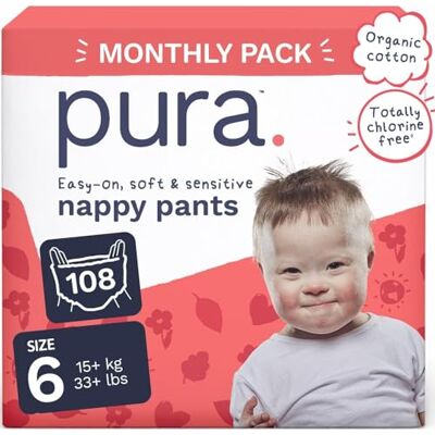 Pura Pañales Tipo Braguita Eco Talla 6 (15kg+), 6 x 18 (108 en Total), Tipo Braguita Desechables para Pieles Sensibles y Propensas a Alergias, Hipoalergénicos Pura Pañales Tipo Braguita Eco Talla 6 (15kg+), 6 x 18 (108 en Total), Tipo Braguita Desechables para Pieles Sensibles y Propensas a Alergias, Hipoalergénicos