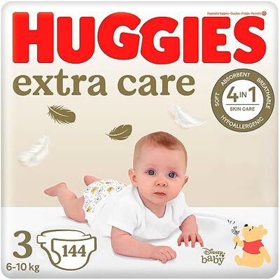 HUGGIES Extra Care Pañales Talla 3, (6-10 kg) 144 unidades HUGGIES Extra Care Pañales Talla 3, (6-10 kg) 144 unidades
