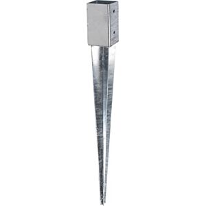 Alberts Toma de tierra para clavar, para postes de madera redondos o cuadrados, galvanizado en caliente, 46 x 46 mm, longitud total 550 mm Alberts Toma de tierra para clavar, para postes de madera redondos o cuadrados, galvanizado en caliente, 46 x 46 mm, longitud total 550 mm