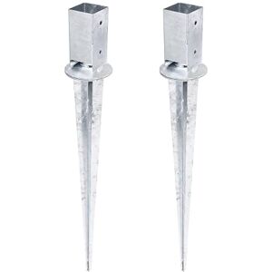 Alberts Juego de 2 casquillos para postes de madera cuadrados, con olla ajustable, galvanizado en caliente, 71 x 71 mm, longitud total de 900 mm, juego de 2 unidades Alberts Juego de 2 casquillos para postes de madera cuadrados, con olla ajustable, galvanizado en caliente, 71 x 71 mm, longitud total de 900 mm, juego de 2 unidades