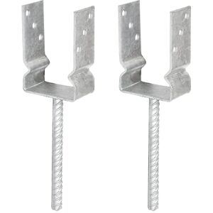 Alberts GAH- 208523 Soporte para postes en U para atornillar o para empotrar en hormigón, galvanizado en caliente, ancho interior de 91 mm, juego de 2 Alberts GAH- 208523 Soporte para postes en U para atornillar o para empotrar en hormigón, galvanizado en caliente, ancho interior de 91 mm, juego de 2