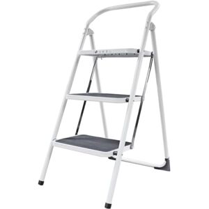 Amig Escalera Plegable Taburete de Acero con 3 Peldaños Antideslizantes – Medidas: 72 x 65 x 101 cm 150 kg Acabado Blanco con Protectores Negros – para Uso Profesional y Doméstico Amig Escalera Plegable Taburete de Acero con 3 Peldaños Antideslizantes – Medidas: 72 x 65 x 101 cm 150 kg Acabado Blanco con Protectores Negros – para Uso Profesional y Doméstico