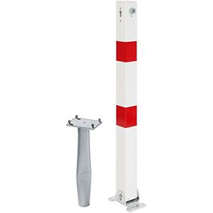 Alberts Poste de bloqueo Klappy-Bo, Disponible en distintos modelos, Para empotrar en hormigón, abatible, Blanco, Poste 70 x 70 mm, Altura sobre el suelo 100 cm Alberts Poste de bloqueo Klappy-Bo, Disponible en distintos modelos, Para empotrar en hormigón, abatible, Blanco, Poste 70 x 70 mm, Altura sobre el suelo 100 cm