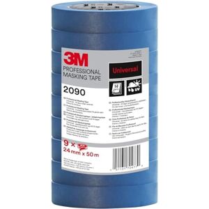 3M Pro 2090 Cintas de Enmascarar, Multisuperficie 9 Rollos, 24 mm x 50 m Cinta Adhesivapara Pintores, para Pintar y Decorar, Interior y Exterior 3M Pro 2090 Cintas de Enmascarar, Multisuperficie 9 Rollos, 24 mm x 50 m Cinta Adhesivapara Pintores, para Pintar y Decorar, Interior y Exterior