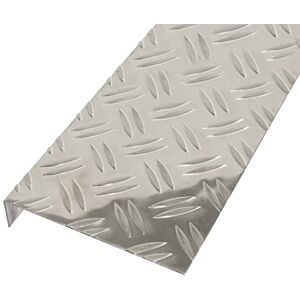 Alberts Chapa texturizada, estampado de cuadros, con bordes, en forma de L, aluminio, natural, 2000 x 135 x 30 mm Alberts Chapa texturizada, estampado de cuadros, con bordes, en forma de L, aluminio, natural, 2000 x 135 x 30 mm