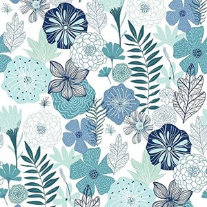 Roommates Papel Pintado Floral Azul - Peel & Stick Roommates Papel Pintado Floral Azul - Peel & Stick