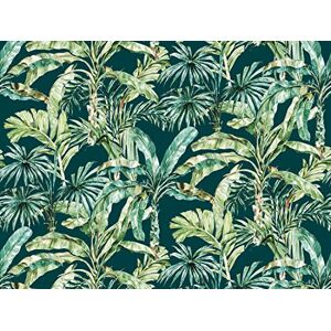 Rasch Papel pintado fotográfico con palmeras, fondo oscuro de la colección Florentine III de 3,00 m x 4,00 m (largo x ancho), color verde y marrón Rasch Papel pintado fotográfico con palmeras, fondo oscuro de la colección Florentine III de 3,00 m x 4,00 m (largo x ancho), color verde y marrón