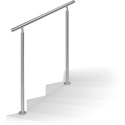 Relaxdays Barandilla Escalera, Pasamanos de 1 m Largo, 2 Postes, Sin Travesaños, 1 Ud., Acero Inoxidable, Plateado Relaxdays Barandilla Escalera, Pasamanos de 1 m Largo, 2 Postes, Sin Travesaños, 1 Ud., Acero Inoxidable, Plateado