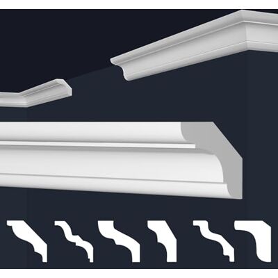 Marbet Design Molduras de XPS Poliestireno blanco Cornisas de techo Estuco de techo E-Molduras (20 metros / 10 tiras E-24) Marbet Design Molduras de XPS Poliestireno blanco Cornisas de techo Estuco de techo E-Molduras (20 metros / 10 tiras E-24)