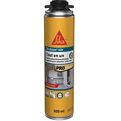 SIKA Boom 528, Espuma de poliuretano expansiva pulverizable y reutilizable: alto rendimiento 23 l, secado ultrarrápido para lechada, calafateo, aislamiento en soportes múltiples, 500 ml blanco SIKA Boom 528, Espuma de poliuretano expansiva pulverizable y reutilizable: alto rendimiento 23 l, secado ultrarrápido para lechada, calafateo, aislamiento en soportes múltiples, 500 ml blanco