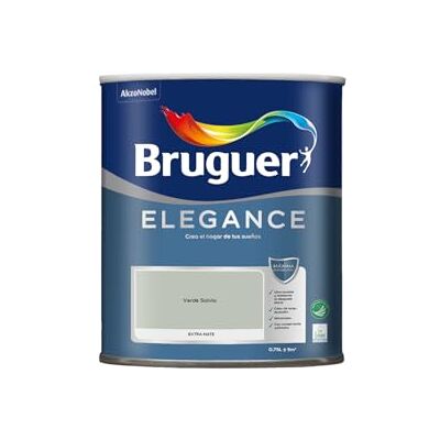 Bruguer ELEGANCE Pintura Monocapa ExtraMate, Paredes y Techos, Interior, Exterior protegido, Alta Durabilidad, UltraLavable, Resistente al Desgaste y Manchas Verde Salvia 750 ml Bruguer ELEGANCE Pintura Monocapa ExtraMate, Paredes y Techos, Interior, Exterior protegido, Alta Durabilidad, UltraLavable, Resistente al Desgaste y Manchas Verde Salvia 750 ml