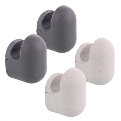 WAGNER hooks4home Ganchos de pared de diseño PILL 4pcs. set 51 x 32 x 37 mm, plástico orgánico reciclado, gris claro/gris oscuro Made in DE WAGNER hooks4home Ganchos de pared de diseño PILL 4pcs. set 51 x 32 x 37 mm, plástico orgánico reciclado, gris claro/gris oscuro Made in DE