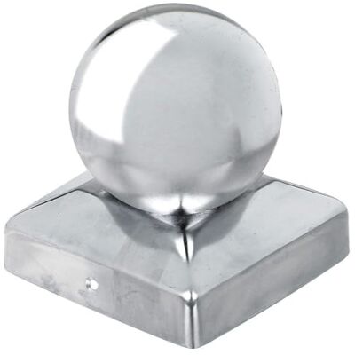 Alberts Capuchón para postes de madera, Con bola, Acero inoxidable, 90 x 90 mm Alberts Capuchón para postes de madera, Con bola, Acero inoxidable, 90 x 90 mm