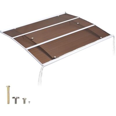 VEVOR Toldo para Puertas y Ventanas con Drenaje 120x100 cm, Tejadillo de Protección para Entrada con Soporte de ABS, Protección contra Lluvia, Nieve, Sol, Toldo de Policarbonato para Porche, Marrón VEVOR Toldo para Puertas y Ventanas con Drenaje 120x100 cm, Tejadillo de Protección para Entrada con Soporte de ABS, Protección contra Lluvia, Nieve, Sol, Toldo de Policarbonato para Porche, Marrón