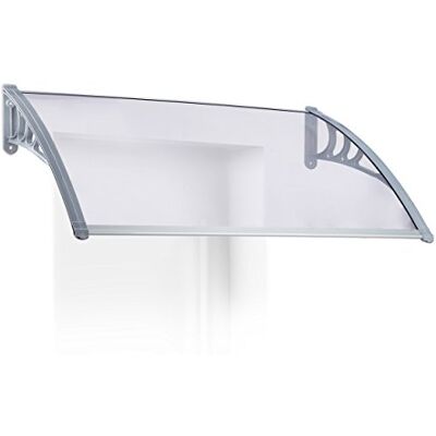Relaxdays Marquesina para Puertas, Policarbonato, Gris y Transparente, 28x123x102 cm Relaxdays Marquesina para Puertas, Policarbonato, Gris y Transparente, 28x123x102 cm