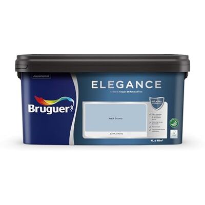 Bruguer ELEGANCE Pintura Monocapa ExtraMate, Paredes y Techos, Interior, Exterior protegido, Alta Durabilidad, UltraLavable, Resistente al Desgaste y Manchas Azul Bruma 4L Bruguer ELEGANCE Pintura Monocapa ExtraMate, Paredes y Techos, Interior, Exterior protegido, Alta Durabilidad, UltraLavable, Resistente al Desgaste y Manchas Azul Bruma 4L