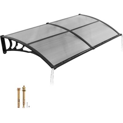VEVOR Toldo para Puertas y Ventanas con Drenaje 198,7x96,5 cm, Tejadillo de Protección para Entrada con Soporte de ABS, Protección contra Lluvia, Nieve, Sol, Toldo de Policarbonato para Porche, Gris VEVOR Toldo para Puertas y Ventanas con Drenaje 198,7x96,5 cm, Tejadillo de Protección para Entrada con Soporte de ABS, Protección contra Lluvia, Nieve, Sol, Toldo de Policarbonato para Porche, Gris