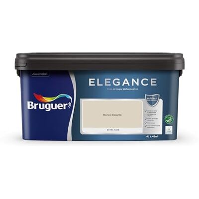 Bruguer ELEGANCE Pintura Monocapa ExtraMate, Paredes y Techos, Interior, Exterior protegido, Alta Durabilidad, UltraLavable, Resistente al Desgaste y Manchas Blanco Elegante 4L Bruguer ELEGANCE Pintura Monocapa ExtraMate, Paredes y Techos, Interior, Exterior protegido, Alta Durabilidad, UltraLavable, Resistente al Desgaste y Manchas Blanco Elegante 4L