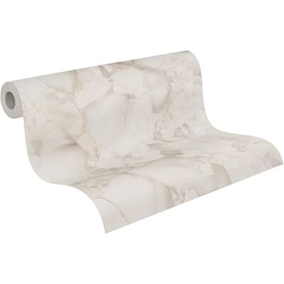 A.S. Création papel pintado no tejido en aspecto mármol en crema, blanco, metálico – papel pintado de diseño con efecto metálico 10,05 m x 0,53 m – A.S. Création papel pintado no tejido en aspecto mármol en crema, blanco, metálico – papel pintado de diseño con efecto metálico 10,05 m x 0,53 m –