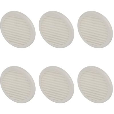 Amig Pack de 6 Rejillas Redondas de Plástico con Mosquitera Rejillas de ventilación para salida de aire Ideal para techo de cocina y baño Diámetro interior: Ø11,7 cm Color: Blanco Amig Pack de 6 Rejillas Redondas de Plástico con Mosquitera Rejillas de ventilación para salida de aire Ideal para techo de cocina y baño Diámetro interior: Ø11,7 cm Color: Blanco