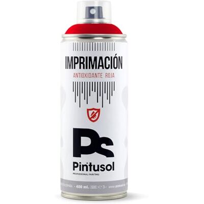 PINTUSOL Imprimación Antioxidante Roja en Spray, Pintura Antióxido Metal, Acabado Mate, Alta Opacidad y Protección, Secado Rápido, Fácil Aplicación, Primer Anti Óxido Profesional Espray 400ml PINTUSOL Imprimación Antioxidante Roja en Spray, Pintura Antióxido Metal, Acabado Mate, Alta Opacidad y Protección, Secado Rápido, Fácil Aplicación, Primer Anti Óxido Profesional Espray 400ml