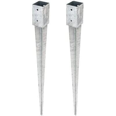 Alberts Juego de 2 fundas para postes de madera redonda o cuadrada, galvanizadas en caliente, 71 x 71 mm, longitud total de 900 mm, juego de 2 unidades Alberts Juego de 2 fundas para postes de madera redonda o cuadrada, galvanizadas en caliente, 71 x 71 mm, longitud total de 900 mm, juego de 2 unidades