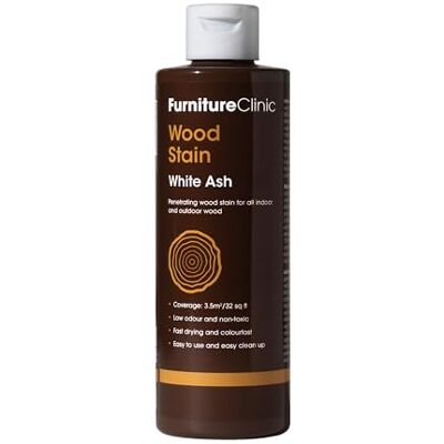 Furniture Clinic Tinte para madera (fresno blanco) Secado rápido, altamente concentrado y fácil de aplicar Tinte para toda la madera de interior y exterior 250 ml Furniture Clinic Tinte para madera (fresno blanco) Secado rápido, altamente concentrado y fácil de aplicar Tinte para toda la madera de interior y exterior 250 ml