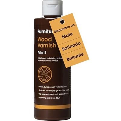 Furniture Clinic Barniz extrafuerte para madera – Secado rápido, barniz transparente – Casi inodoro, barniz al agua – Protege la madera de interior de arañazos y manchas – Mate – 250 ml Furniture Clinic Barniz extrafuerte para madera – Secado rápido, barniz transparente – Casi inodoro, barniz al agua – Protege la madera de interior de arañazos y manchas – Mate – 250 ml