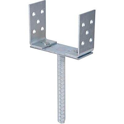 Alberts Soporte de poste en U, ajustable en anchura y para colocación en hormigón, galvanizado azul, anchura 75-180 mm Alberts Soporte de poste en U, ajustable en anchura y para colocación en hormigón, galvanizado azul, anchura 75-180 mm