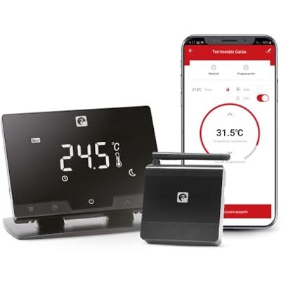 Garza Termostato Smart WiFi Inteligente para Caldera y Cafación, Táctil y Programab, Control por Voz y App, Axa, iOS, Goog, Android, Negro Garza Termostato Smart WiFi Inteligente para Caldera y Cafación, Táctil y Programab, Control por Voz y App, Axa, iOS, Goog, Android, Negro