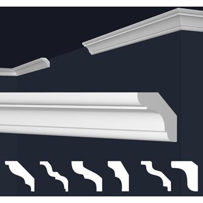 Marbet Design Molduras de XPS Poliestireno blanco Cornisas de techo Estuco de techo E-Molduras (20 metros / 10 tiras E-23) Marbet Design Molduras de XPS Poliestireno blanco Cornisas de techo Estuco de techo E-Molduras (20 metros / 10 tiras E-23)