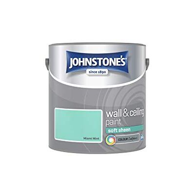 Johnstone's Pintura de pared y techo Soft Sheen Pintura interior Acabado satinado Adecuado para paredes interiores y techos Miami Mint 2,5 L Johnstone's Pintura de pared y techo Soft Sheen Pintura interior Acabado satinado Adecuado para paredes interiores y techos Miami Mint 2,5 L