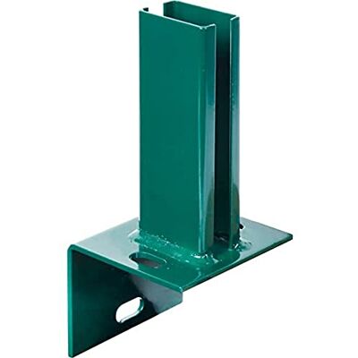 Alberts Anclaje para postes de cercado en bordillos en L, Para atornillar, Galvanizado en caliente, recubrimiento plástico verde RAL 6005, Pletina 94 x 100 mm, Para postes 60 x 40 mm Alberts Anclaje para postes de cercado en bordillos en L, Para atornillar, Galvanizado en caliente, recubrimiento plástico verde RAL 6005, Pletina 94 x 100 mm, Para postes 60 x 40 mm