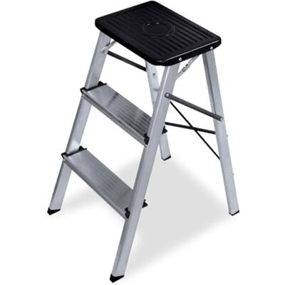 Amig Escalera Plegable Pequeña de 3 Peldaños Taburete con Escalones Antideslizantes Peso Máximo 150 kg Aluminio Fácil de Almacenar Amig Escalera Plegable Pequeña de 3 Peldaños Taburete con Escalones Antideslizantes Peso Máximo 150 kg Aluminio Fácil de Almacenar